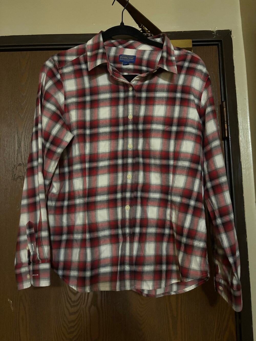 Vintage Pendleton Red Plaid Collared Button-Down Fall Preppy Long Sleeve Shirt